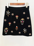 2024 Elegant Women's Light Luxury Nail Bead Short Skirt Set O-neck Long Sleeve Ultra Short Top+Mini Skirt Two piece Set
