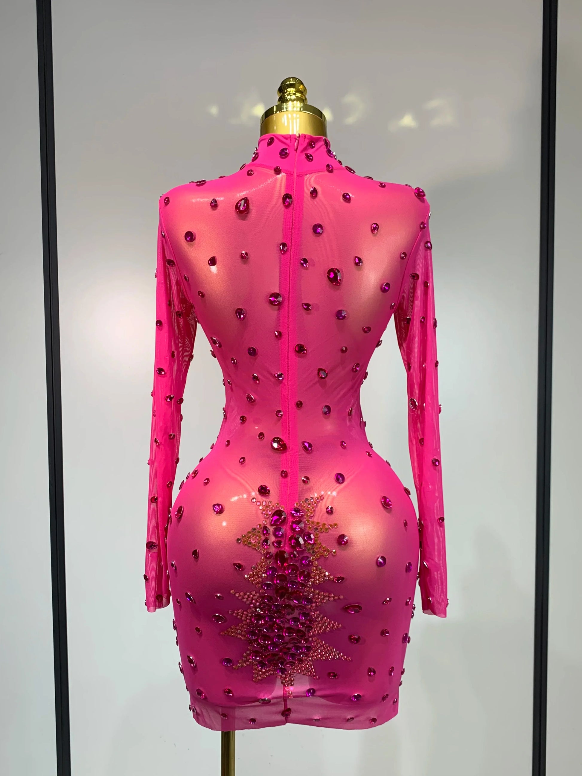 High Quality Sparkly Rhinestone Sexy Bodycon Dress New Fashion Nightclub Stage Outfit Luxury Birthday Party Dresses