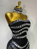 Sparkly Rhinestones Bodycon Strapless Mini Bandage Dress Women Backless Fashion Evening Party Club Luxury Birthday Dresses