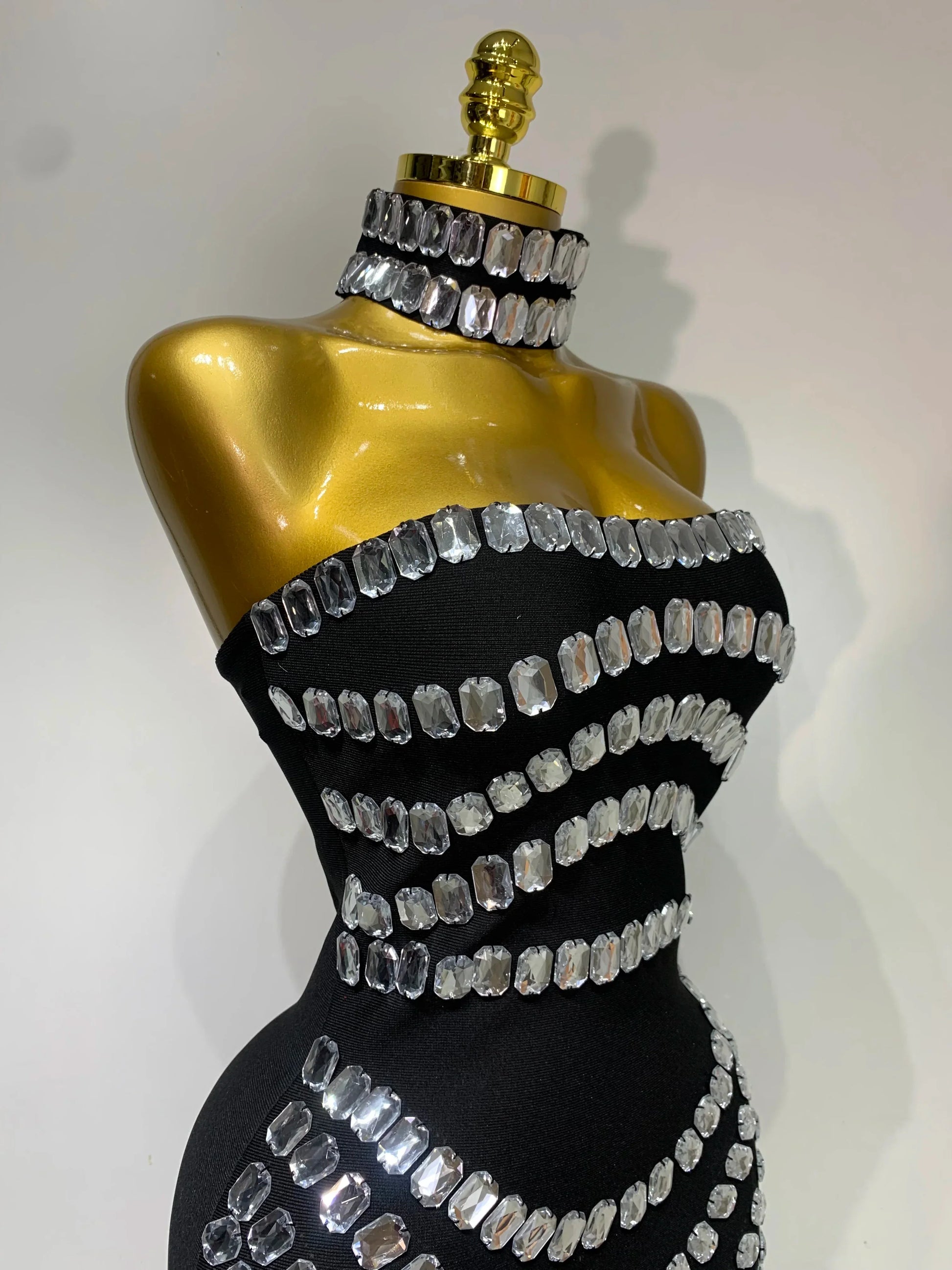 Sparkly Rhinestones Bodycon Strapless Mini Bandage Dress Women Backless Fashion Evening Party Club Luxury Birthday Dresses