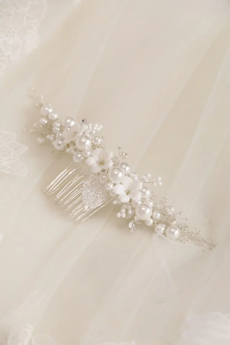 Flower Bridal Hair Comb Headpieces For Wedding Hair Accessories Pearl Bride Hairpin Hair Clips Prom Wedding Hair Piece Headdress