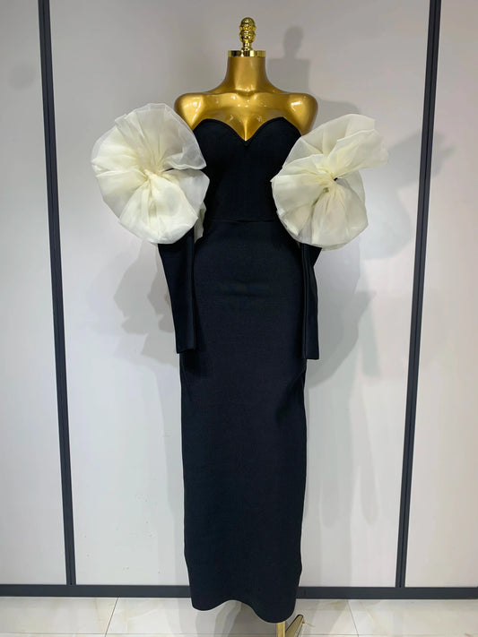 Women Sexy Off Shoulder Bodycon Bandage Dress Long Sleeved Celebrity Elegant Backless Dress Luxury Birthday Dresses black