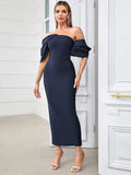 Sexy Women'S Bandage Dresses Strapless Raglan Sleeves Bodycon Backless Midi Dress Celebrity Evening Club Party Vestitos