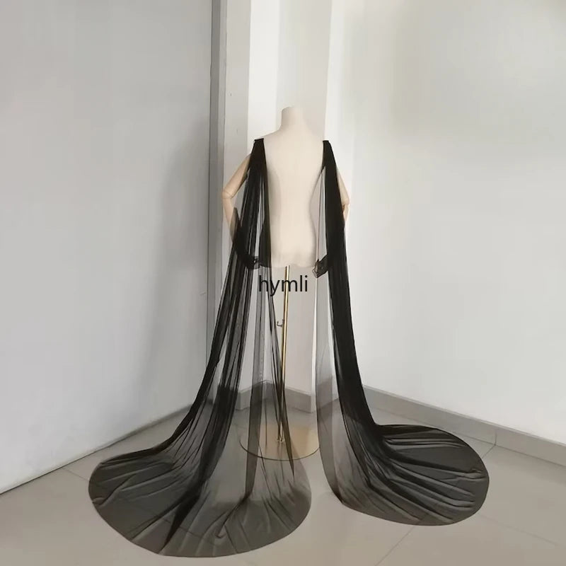 Wings Wedding Accessories Black Bridal Cape Veils Chapel Length