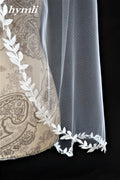Leaf Lace Wedding veil Fingertip Length Bridal Veil in White , Ivory