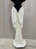 Sexy V Neck off-The-Shoulder Black And White Splicing Mermaid Floor-length dress Women Formal Evening Birthday Party Dress