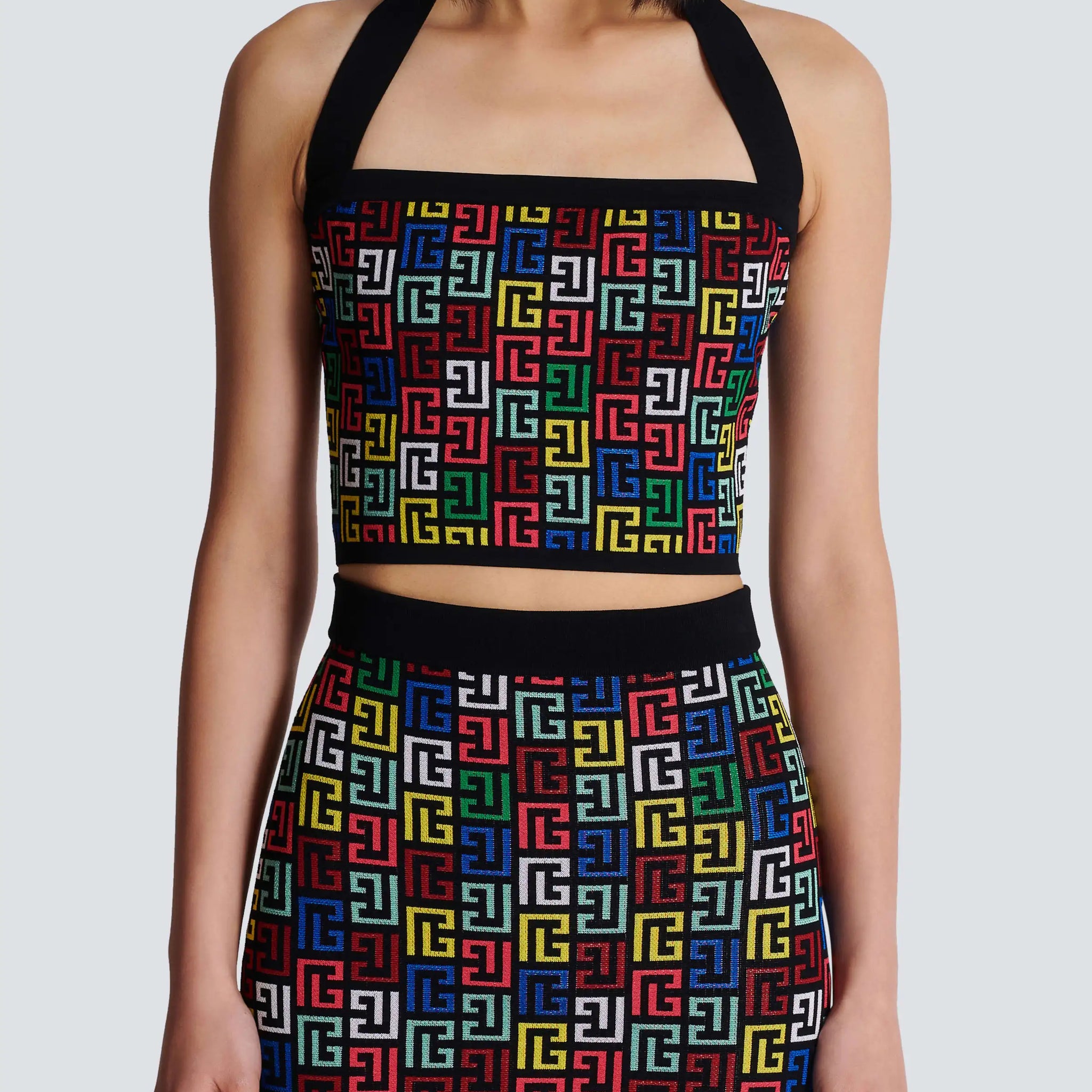 2024 New Women Sexy Halter Off the Shoulder Bodycon Mini Bandage Dress 2 Pieces Jacquard Celebrate Nightclub Party Dress Vestido black