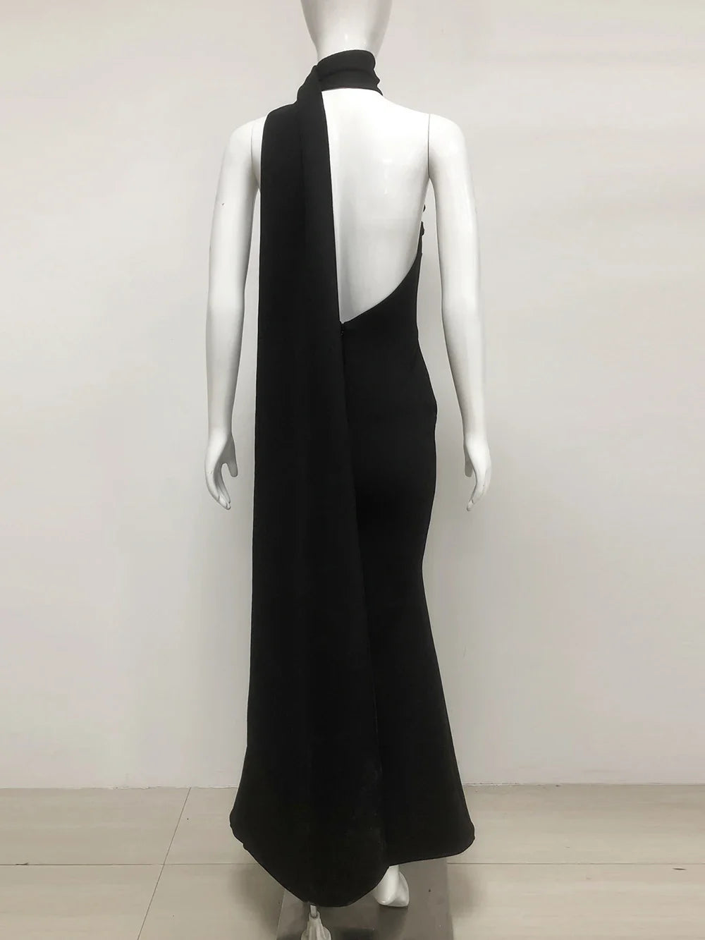 Elegant Solid Diamond Flower Bandage Women Halter Dress Off Shoulder Sleeveless Backless Slim Female Maxi Dresses Lady Robe