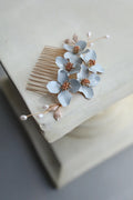 Wedding Accessories Blue Flower Hair Comb Pin Clip Leaf Hairpins For Brides Bridesmaids Women Headpiece Headband Bridal Jewelry a