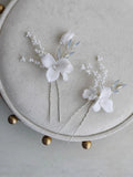 Wedding Accessories Porcelain Flower Head Piece Opal Gold Silver Color Hairpin Brides Bridesmaids Hair Clip Pin Bridal Jewelry silver color