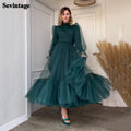 Long Sleeves Prom Gowns A Line Tulle Tiered Skirt Short Formal Special Party Dresses Women Bridesmaid Dress