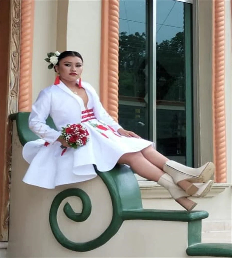 Customized Mexican Charro Quinceanera Dress With Jacket Two Pieces Short Vestio De 15 Año Para Xv Embroidery 2 in 1 Birthday