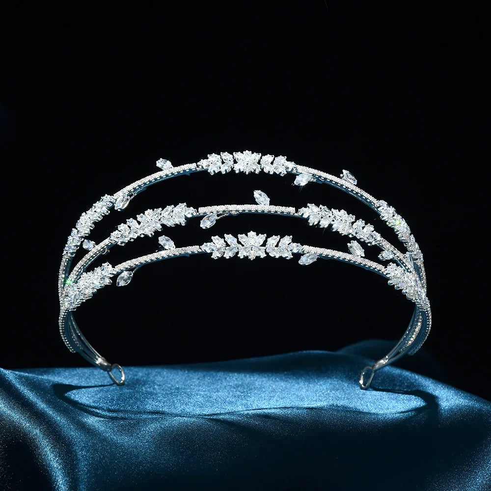 Bridal Hair Jewelry Zircon Tiaras Crowns Zirconia Leaf Headpiece For Brides Birthday Gifts Party Headband Wedding Accessories b