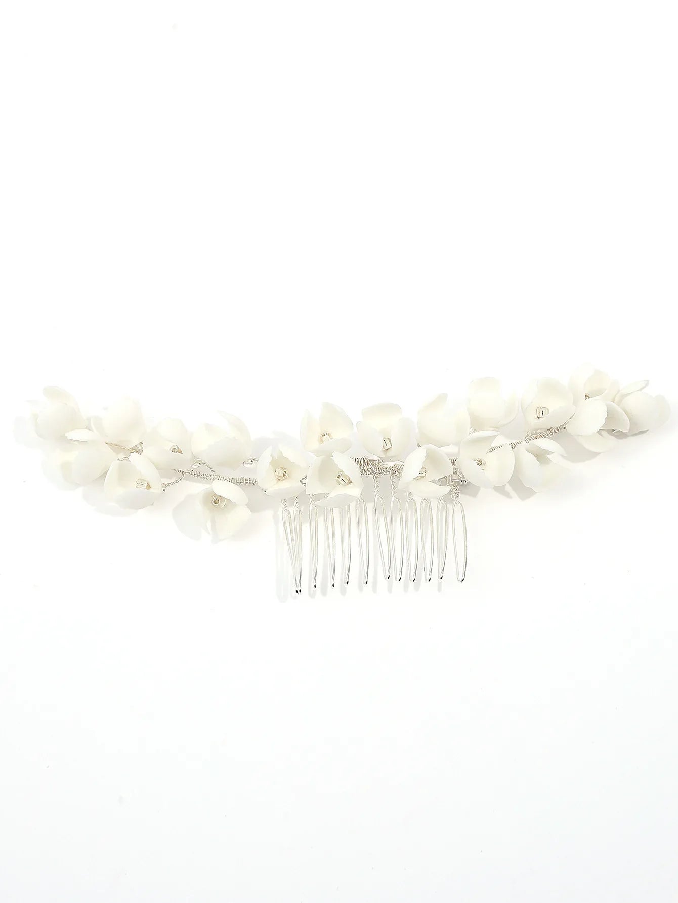 Wedding Accessories Silver Color Hair Comb Pin Porcelain Flower Head Piece For Brides Party Silver Color Hairpin Bridal Jewelry