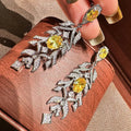 High Quality Yellow Zircon Bridal Earrings Cubic Zirconia Wedding Earring For Bride Women Accessories Dinner Party Jewelry a