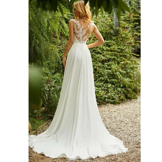 Sommer Hochzeitskleid V-Ausschnitt Ärmel-Applikationen Meerjungfrau Brautkleid Chiffon Lace Stickerei Plus Size Custom Made Vestido de Noiva