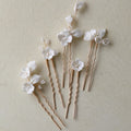 Bridal Jewelry Gold Silver Color Hairpin Porcelain Flower Hair Pin Clip Brides Women Head Piece Headdress Wedding Accessories gold color A