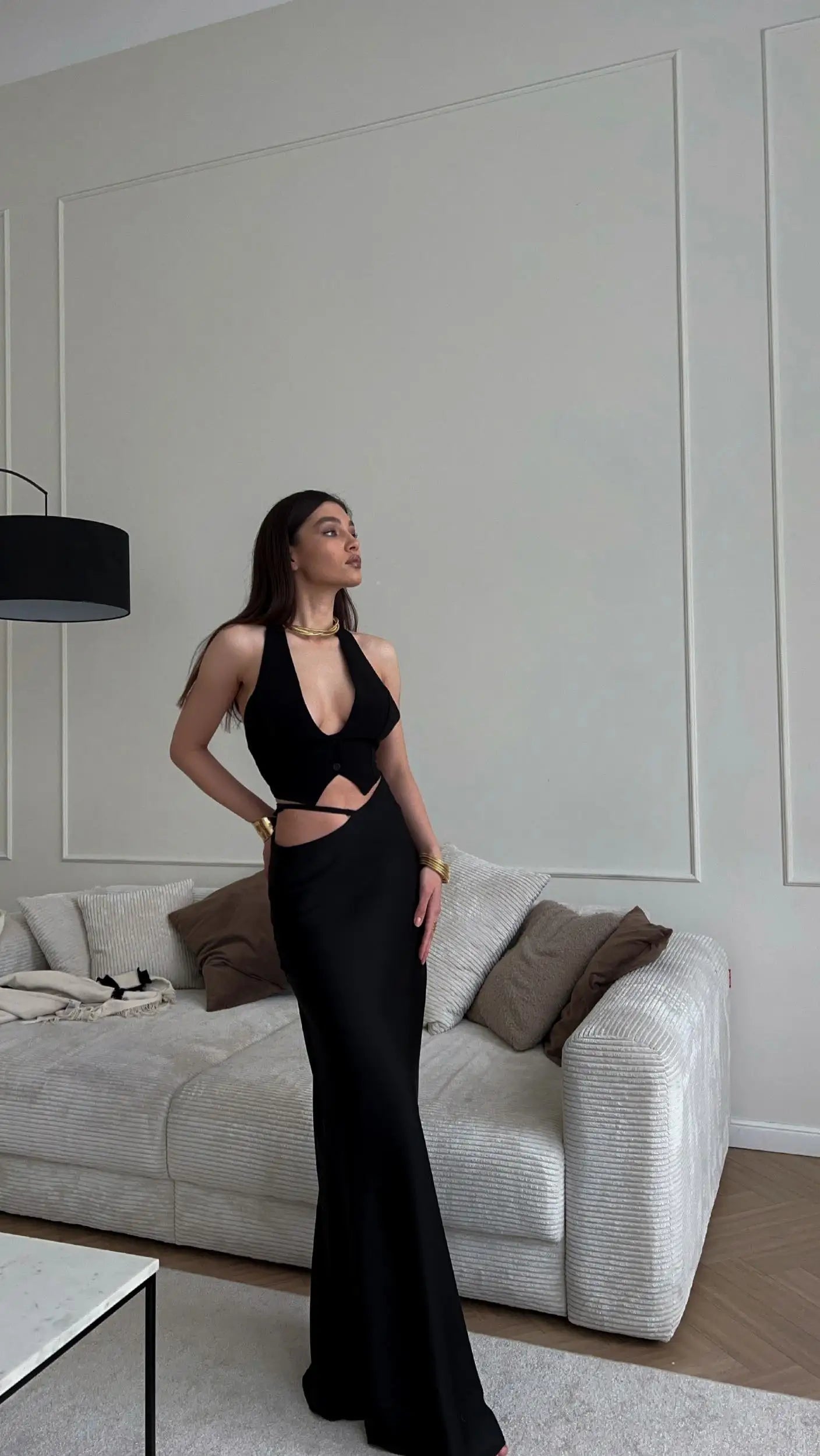 Women Celebrity Sexy Backless Halter Black White Summer Skirt Set 2024 Elegant Evening Club Party Outfits black
