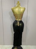 Black Shiny Sequin Sexy Chest Wrapped Dress Women Fashion Eveing Celebrate Birthday Party Stage Costume
