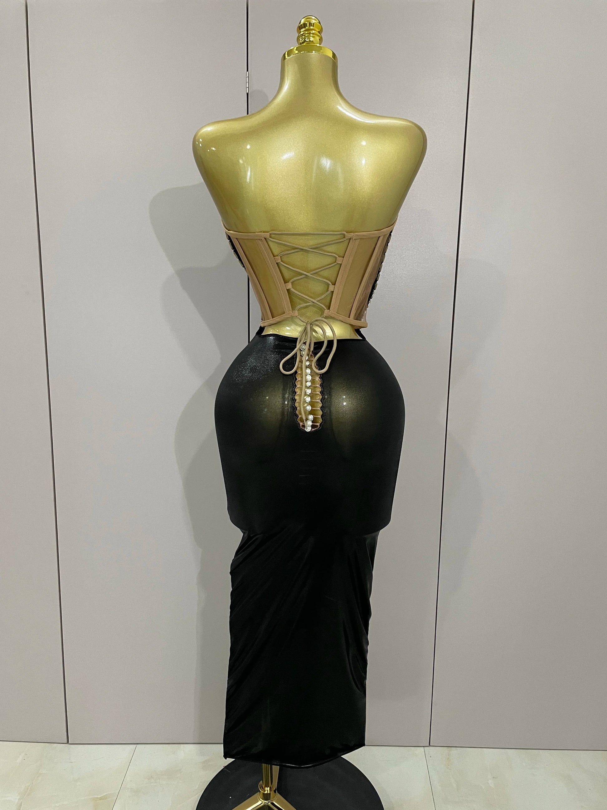 Black Shiny Sequin Sexy Chest Wrapped Dress Women Fashion Eveing Celebrate Birthday Party Stage Costume
