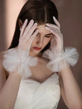 Lace Short Bridal Gloves Wristband White Wedding Glove For Women Girl Party Evening Dress Jewelry Brides Accessories