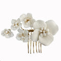 Bridal Hair Jewelry Vintage Headband Hairband Porcelain Flower Headpiece Headdress Bride Gold Color Headwear Wedding Accessories
