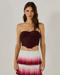 New Arrival Women Sexy Strapless Gradient Tasseles Strapless 2 Pieces Bodycon Bandage Long Dress Celebrate Birthday Party Outfit Claret