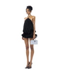 New Summer Black Color Women Sexy Halter Backless Loose Ball Gown Mini Dress Beach Style Girls' Vacation Birthday Outfit