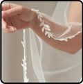 Cathedral Wedding Veil with Lace Trim, Leaf Lace Wedding Veil,Fingertip Veil, Cathedral Mantilla Bride Accessories