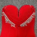 2024 Sexy Women'S Light Luxury Sequin Rhinestone Tassel Design Bandage Dress Strapless Sleeveless Bodycon Backless Midi Dresses