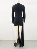 2024 Sexy Women's Asymmetric Dresses O-neck Long Sleeve Diamond Decoration Bodycon Mini Dress Cocktail Evening Party Vestidos