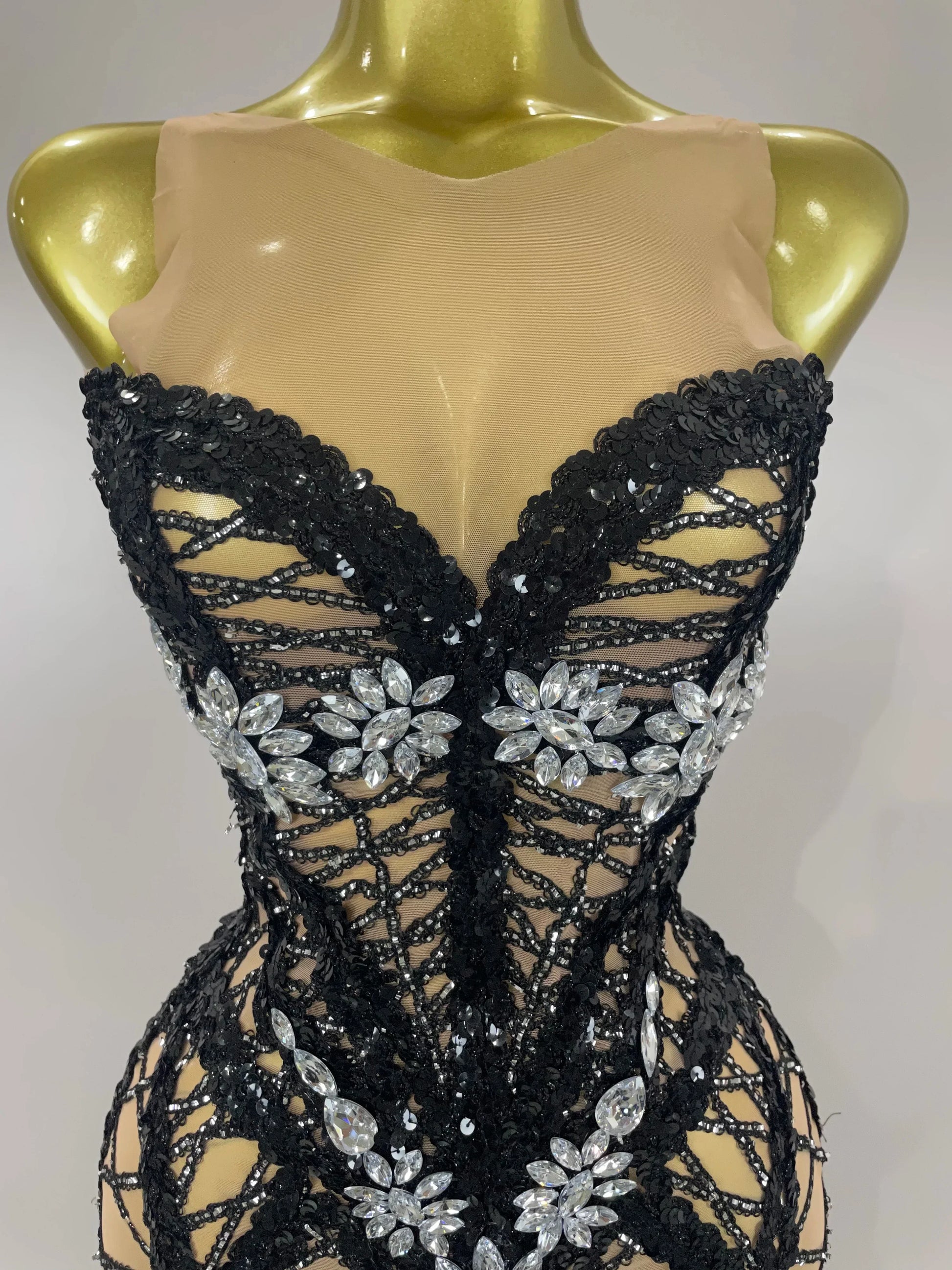 Sparkle Sequins Embroider Diamonds Sleeveless Long Tassel Mini Dress Women Celebrate Evening Birthday Dress Stage Costume