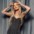 Top Quality Women Sexy Strapless Shinning Diamond Bodycon Mini Bandage Dress Nightclub Party Celebrate Birthday Outfit black