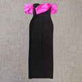 Top Quality Women Sexy Strapless Off the Shoulder Bodycon Long Bandage Dress Celebrate Nightclub Party Birthday Outfit Rose Red