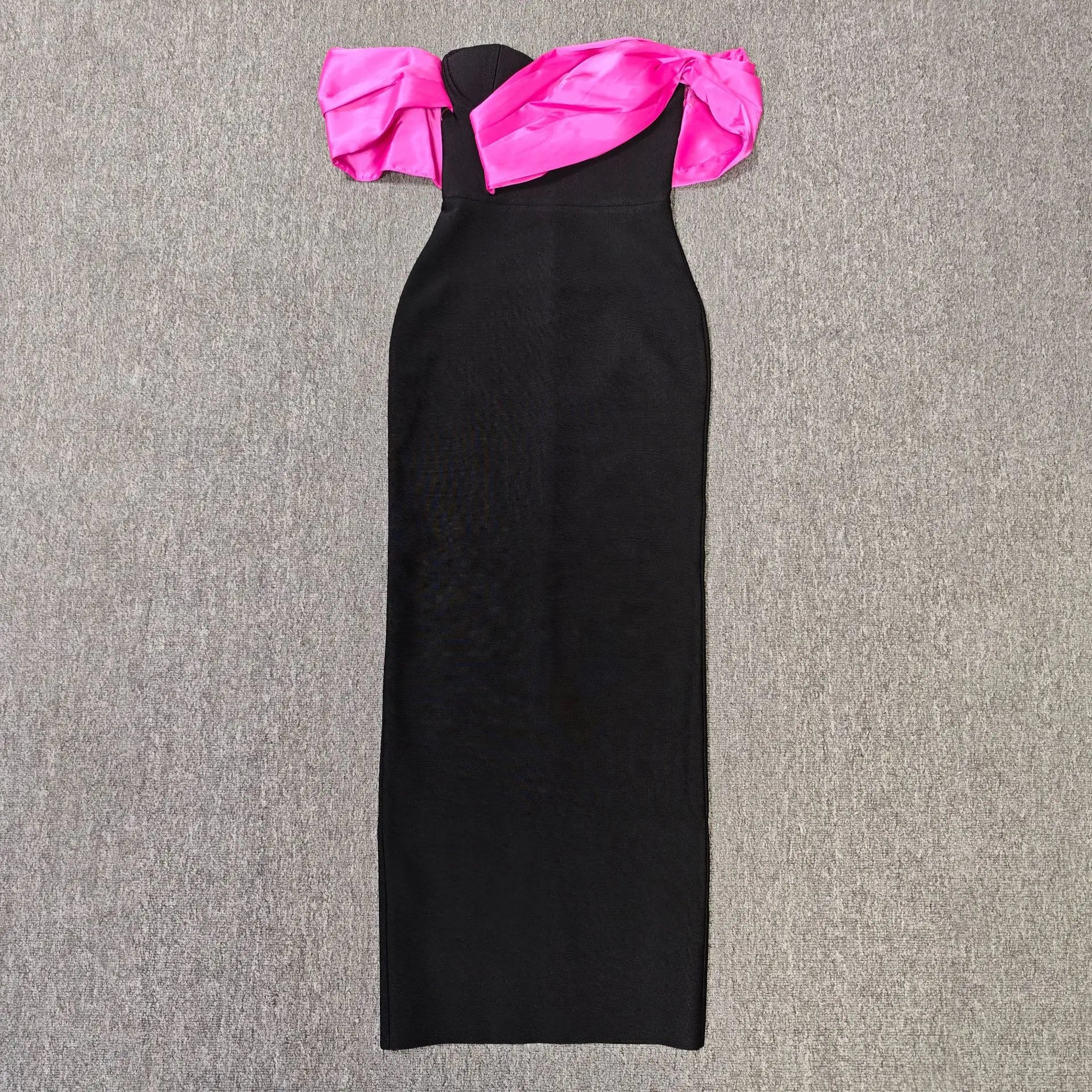 Top Quality Women Sexy Strapless Off the Shoulder Bodycon Long Bandage Dress Celebrate Nightclub Party Birthday Outfit Rose Red