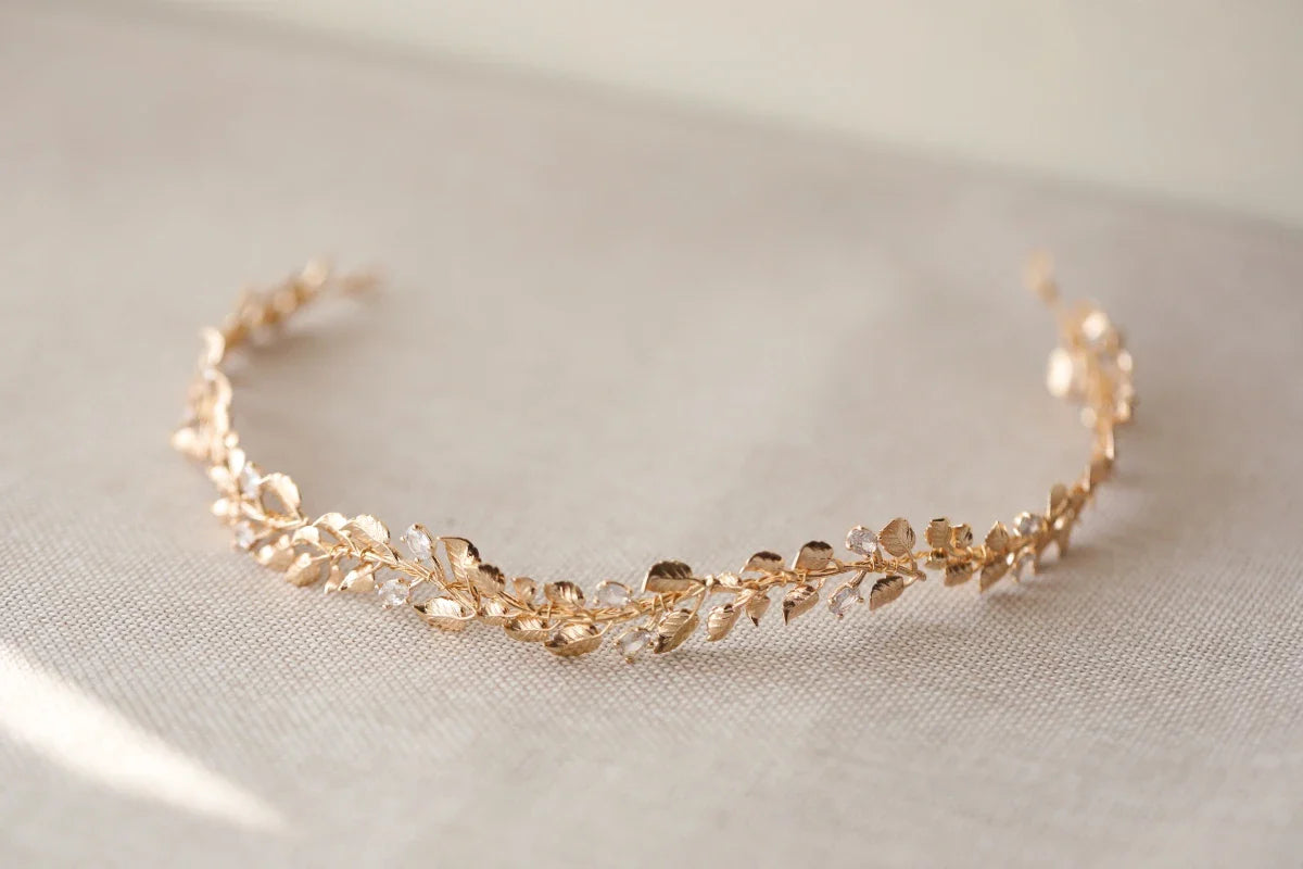 Wedding Hair Accessories Vintage Gold Color Headband Hairband Leaf Headpiece Headwear Bride Bridesmaids Headdress Bridal Jewelry