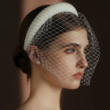 Bridal Hair Jewelry Imitation Pearl Headband Headpiece Lace Hairband For Brides Dinner Party Women Headwear Wedding Accessories a