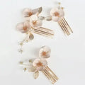Bridal Jewelry Gold Color Hair Pin Clip Flower Leaf Head Piece For Bride Bridesmaids Women Crystal Hairpin Wedding Accessories