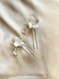 Porcelain Flower Hair Pin Clip Silver Color Head Piece For Brides Bridesmaids Leaf Hairpin Bridal Jewelry Wedding Accessories c