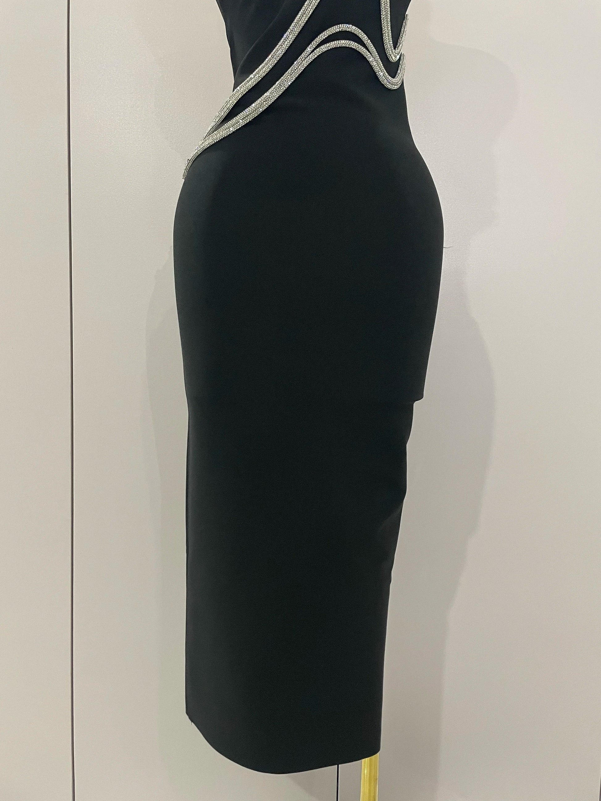 Sexy Strapless Diamond Lines Bodycon Bandage Long Dress Women Celebrity Red Carpet Elegant Evening Birthday Party Dresses