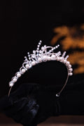Rhinestones Zircon Tiaras and Crowns Pearl Zirconia Headband For Brides Women Diadem Bridal Jewelry Wedding Hair Accessories
