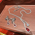 Vintage AAA Zircon Bridal Earrings Red CZ Zirconia Wedding Earring For Brides Women Accessories Dinner Party Dress Jewelry