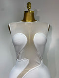 Sexy O Neck Mesh Bodycon Bandage Dress Evening Party Gown Celebrity Elegant Luxury Birthday Club Dresses
