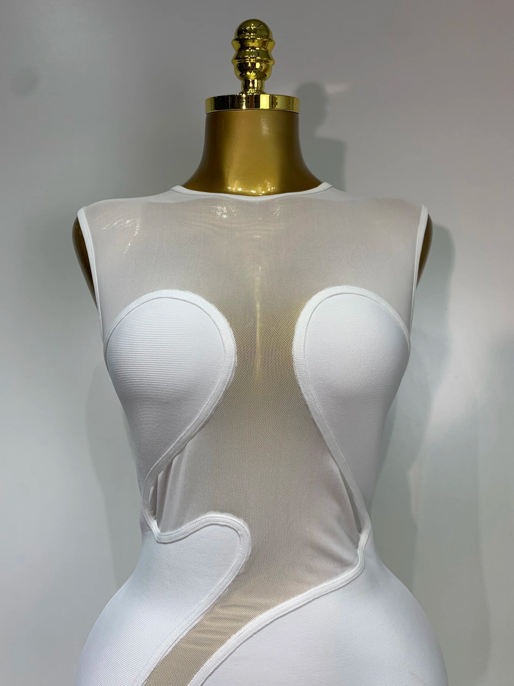 Sexy O Neck Mesh Bodycon Bandage Dress Evening Party Gown Celebrity Elegant Luxury Birthday Club Dresses
