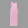 Stereoscopic Diamond Flowers Strapless Pink Ankle Lenght Bandage Dress Woman Birthday Party Vestido Celebrity Party Outfit