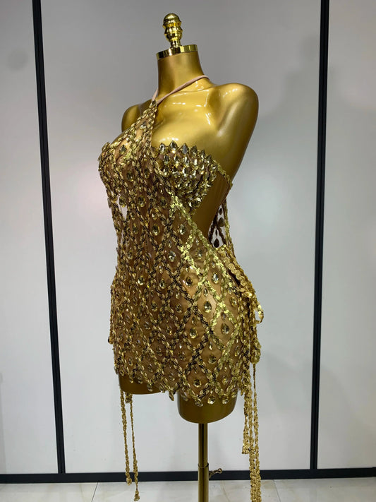 Sparkly Sequin Diamond Mesh Transparent Two Piece Set Women Sexy Evening Party Celebrate Birthday Photo Shoot Wear