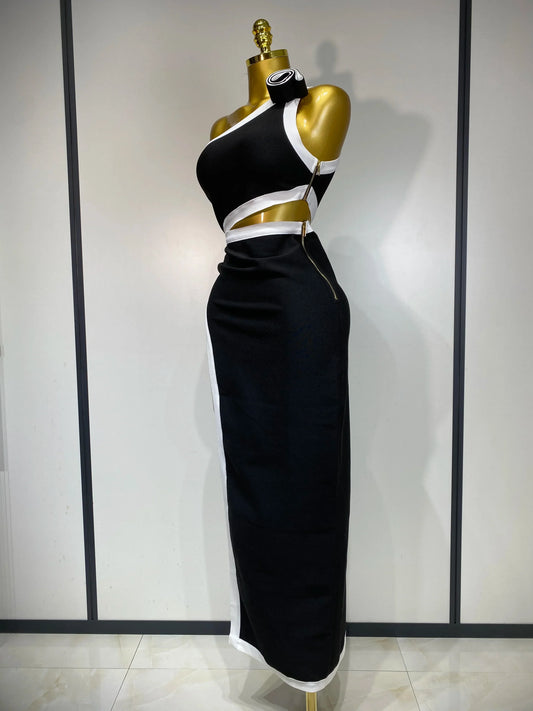 Women Celebrity Sexy One Shoulder Cut Out Split Maxi Long Bodycon Bandage Dress Elegant Evening Club Birthday Party Dress