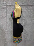 Top Quality Women Sleeveless Sexy V-Neck Shinning Crystal Bodycon Mini Bandage Dress Celebrate Nightclub Party Outfit Vestido
