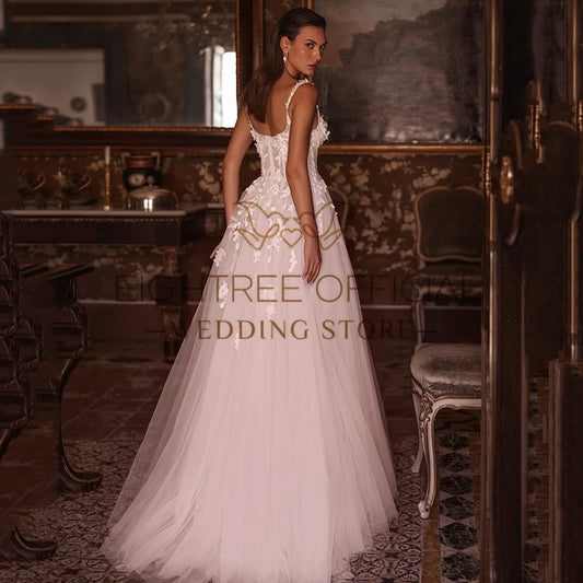 Elegant A-Line Wedding Dresses Women Sweetheart Appliques Tulle Bridal Dress Formal Wedding Ball Prom Gowns Customized