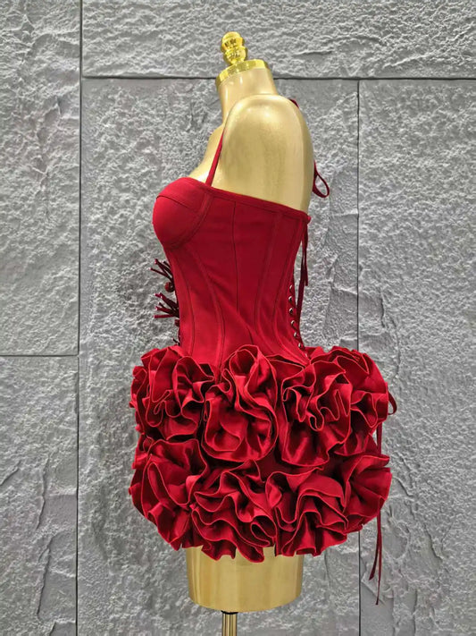 Christmas Style Women Sexy Strapless Florlas 2 PIeces Bodycon Mini Bandage Dress Nightclub Party Wedding Mermaid Outfit